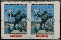 7r692 KING KONG printer's test 25x38 special poster 1976 Berkey art of BIG Ape on the Twin Towers!