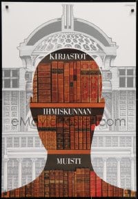 7r352 KIRJASTOT IHMISKUNNAN MUISTI 27x40 Finnish special poster 1982 silhouette, library books!