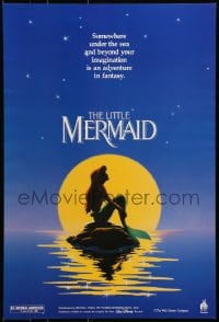 7r696 LITTLE MERMAID 18x26 special poster 1989 Ariel in moonlight, Disney underwater cartoon!