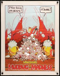 7r698 LOUISIANA MUDBUG MADNESS 21x27 special poster 1982 Ballard art of crayfish easting humans!