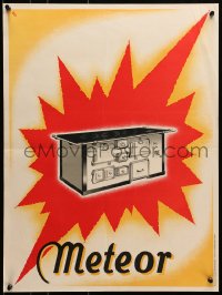 7r393 MORA MORAVIA 18x24 Czech advertising poster 1930s great KG art of red Meteor old stove!