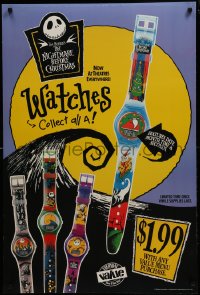 7r708 NIGHTMARE BEFORE CHRISTMAS 26x39 special poster 1993 Tim Burton, Disney, cool watch promo!