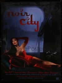 7r169 NOIR CITY 18x24 film festival poster 2014 woman in a red dress in front of city skyline!