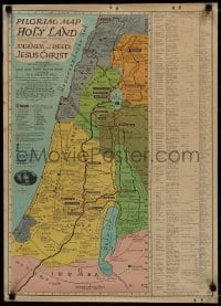 7r345 PILGRIM'S MAP OF THE HOLY LAND 20x27 Israeli poster 1977 the Journey and Deeds of Christ!