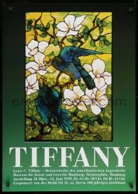7r917 TIFFANY 24x33 German museum/art exhibition 1999 Louis Comfort, stained glass birds!
