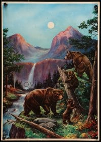 7r771 UNKNOWN POSTER 12x17 special poster 1950s great art of brown bears with two cubs!