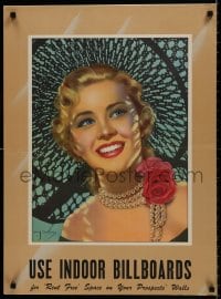 7r773 USE INDOOR BILLBOARDS 22x30 special poster 1950s sexy smiling woman by Billy Devorss!