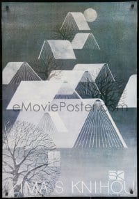 7r400 ZIMA S KNIHOU 27x38 Czech special poster 1983 snow-covered tree by Cestmir Pechr!