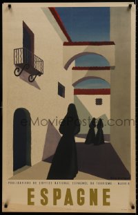 7r106 ESPAGNE 25x39 Spanish travel poster 1950s cool Guy George artwork of nuns under arches!