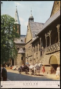 7r134 GERMANY 20x29 German travel poster 1960s cool image of the ancient city of Goslar!