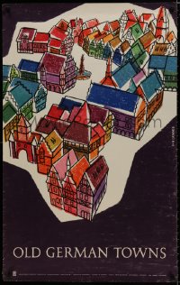7r136 OLD GERMAN TOWNS 25x40 German travel poster 1950s travel poster, cool artwork by S + H Lammle!