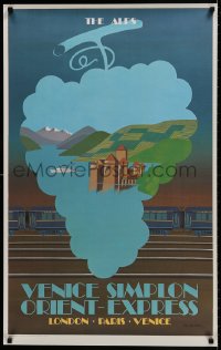 7r119 VENICE SIMPLON ORIENT EXPRESS Alps style 24x39 French travel poster 1981 Fix-Masseau!