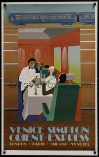 7r120 VENICE SIMPLON ORIENT EXPRESS dining style 24x39 French travel poster 1981 Fix-Masseau!