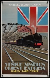 7r121 VENICE SIMPLON ORIENT EXPRESS London style 24x39 French travel poster 1981 Fix-Masseau!