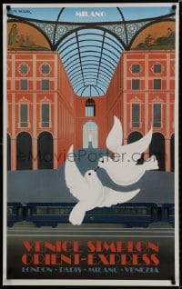 7r122 VENICE SIMPLON ORIENT EXPRESS Milano style 24x39 French travel poster 1981 Fix-Masseau!