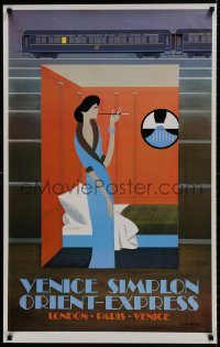 7r124 VENICE SIMPLON ORIENT EXPRESS smoking style 24x39 French travel poster 1981 Fix-Masseau!