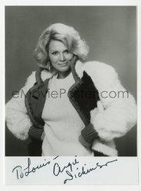 7s243 ANGIE DICKINSON signed 4.5x6 REPRO photo 1980s includes a 1967 lobby card from Point Blank!