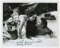 7s890 DOROTHY LAMOUR signed 8x10 REPRO still 1980s c/u in sexy sarong with Jon Hall from Hurricane!