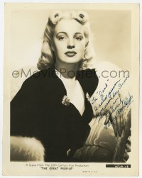 7s545 MARY BETH HUGHES signed 8x10.25 still 1940 c/u of the pretty actress from The Great Profile!
