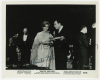 7s585 RHONDA FLEMING signed 8x10.25 still 1965 with Ugo Tognazzi in a scene from Run For Your Wife!