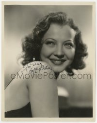 7s627 SYLVIA SIDNEY signed 8x10.25 still 1930s close portrait with bare shoulder & cute smile!