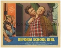 7s303 REFORM SCHOOL GIRL signed LC #1 1957 by Edward Byrnes, who has a knife threatening Ross Ford!