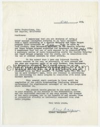7s686 LIONEL BARRYMORE signed contract 1954 letting a radio show use a clip of his brother John!