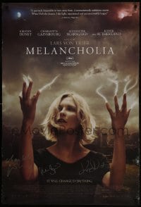 7s026 MELANCHOLIA signed DS 1sh 2011 by Kirsten Dunst, Charlotte Gainsbourg AND Alexander Skarsgard!
