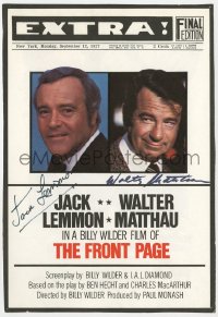 7s739 FRONT PAGE signed 6x9 book page 1975 by BOTH Jack Lemmon AND Walter Matthau!