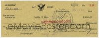 7s721 LOUIS B. MAYER signed 3x9 canceled check 1923 the studio executive paying himself $800!