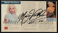 7s268 MAMIE VAN DOREN signed cut magazine page 2001 includes three vintage 1950s-1960s lobby cards!