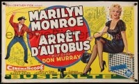 7t348 BUS STOP Belgian 1957 cowboy Don Murray with lasso & full-length sexy Marilyn Monroe!