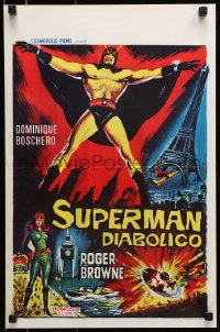 7t382 INCREDIBLE PARIS INCIDENT Belgian 1967 art of wacky Italian superhero, Roger Browne!