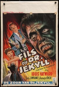 7t425 SON OF DR. JEKYLL Belgian 1951 Louis Hayward, she married a monster, great artwork!