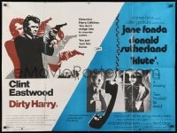7t054 DIRTY HARRY/KLUTE British quad 1973 Clint Eastwood, Jane Fonda, Donald Sutherland, different!
