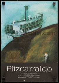 7t102 FITZCARRALDO Czech 11x16 1982 Werner Herzog directed, art of man and empty boat by Tomanek!