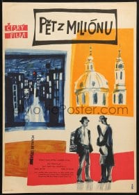 7t103 FIVE OUT OF A MILLION Czech 12x16 1959 Zbynek Brynych's Pet z milionu, Hilmar artwork!