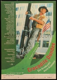 7t554 CROCODILE DUNDEE East German 11x16 1988 cool, completely different croc art and image!