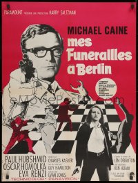 7t166 FUNERAL IN BERLIN French 23x31 1967 art of Michael Caine pointing gun, directed by Guy Hamilton!