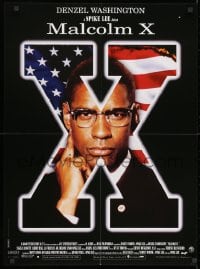 7t172 MALCOLM X French 23x31 1992 directed by Spike Lee, different c/u of Denzel Washington!