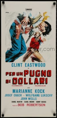 7t822 FISTFUL OF DOLLARS Italian locandina R1970s different artwork of generic cowboy by Symeoni!