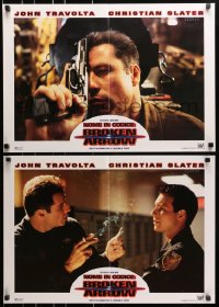 7t950 BROKEN ARROW group of 2 Italian 18x25 pbustas 1996 John Travolta, Christian Slater, directed by John Woo!