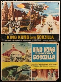 7t918 GAMERA VS. GUIRON group of 5 Italian 19x27 pbustas 1969 deceptive King Kong Contro Godzilla!