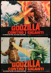 7t929 GODZILLA ON MONSTER ISLAND group of 4 Italian 19x26 pbustas 1973 Godzilla vs Gigan!