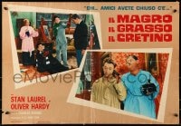 7t981 IL MAGRO IL GRASSO IL CRETINO Italian 18x26 pbusta 1970 Laurel & Hardy in two wacky scenes!
