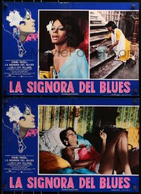 7t919 LADY SINGS THE BLUES group of 5 Italian 18x26 pbustas 1973 Ross as Holiday, Cesselon art!