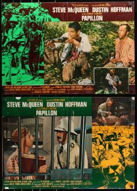 7t960 PAPILLON group of 2 Italian 18x26 pbustas 1973 Steve McQueen & Dustin Hoffman!