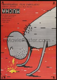 7t690 FLY Polish 26x37 1987 David Cronenberg, Jeff Goldblum, different bizarre art by Skorwider!