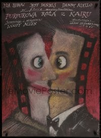 7t741 PURPLE ROSE OF CAIRO Polish 27x37 1986 Woody Allen, wonderful different art by Pagowski!