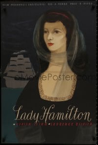 7t791 THAT HAMILTON WOMAN Polish 23x34 1957 Wenzel art of pretty Vivien Leigh as Lady Hamilton!